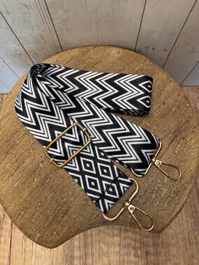 Chevron Black White Purse Strap Crossbody Bag Strap NEW! Boho Bag Strap